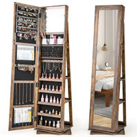360° Swivel Jewelry Armoire, Standing Jewelry Organizer with Full Length Mirror