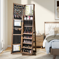 360° Swivel Jewelry Armoire, Standing Jewelry Organizer with Full Length Mirror