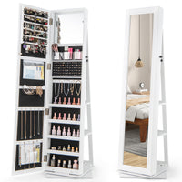 360° Swivel Jewelry Armoire, Standing Jewelry Organizer with Full Length Mirror