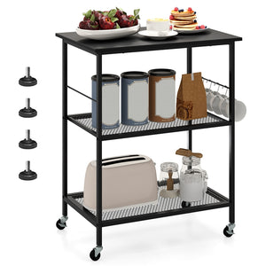Giantex Kitchen Serving Rolling Carts, 3 Tier Storage Shelves Kitchen Island Cart