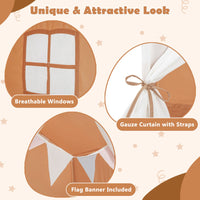 Kid's Play Tent with Washable Cotton Mat and Flag Banner for Kids Aged 3+