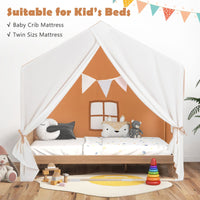 Kid's Play Tent with Washable Cotton Mat and Flag Banner for Kids Aged 3+