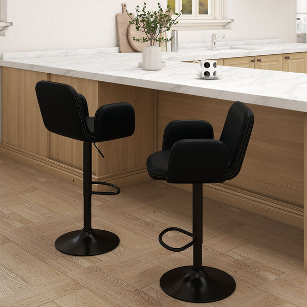 Swivel Bar Stools Set of 2 Modern PU Leather Bar Chairs with Adjustable Height