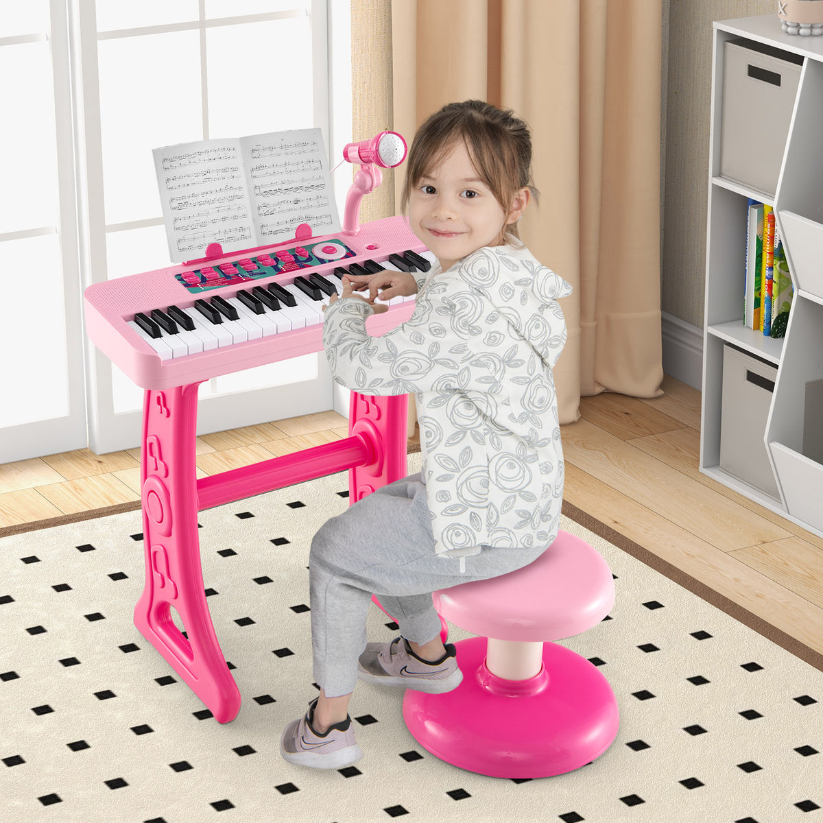 Kids Keyboard Piano with Music Stand & Bench