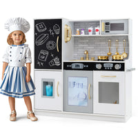 Toddler Kitchen Playset w/ Blackboard, Phone, Microwave