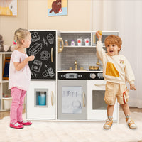 Toddler Kitchen Playset w/ Blackboard, Phone, Microwave