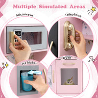 Toddler Kitchen Playset w/ Blackboard, Phone, Microwave