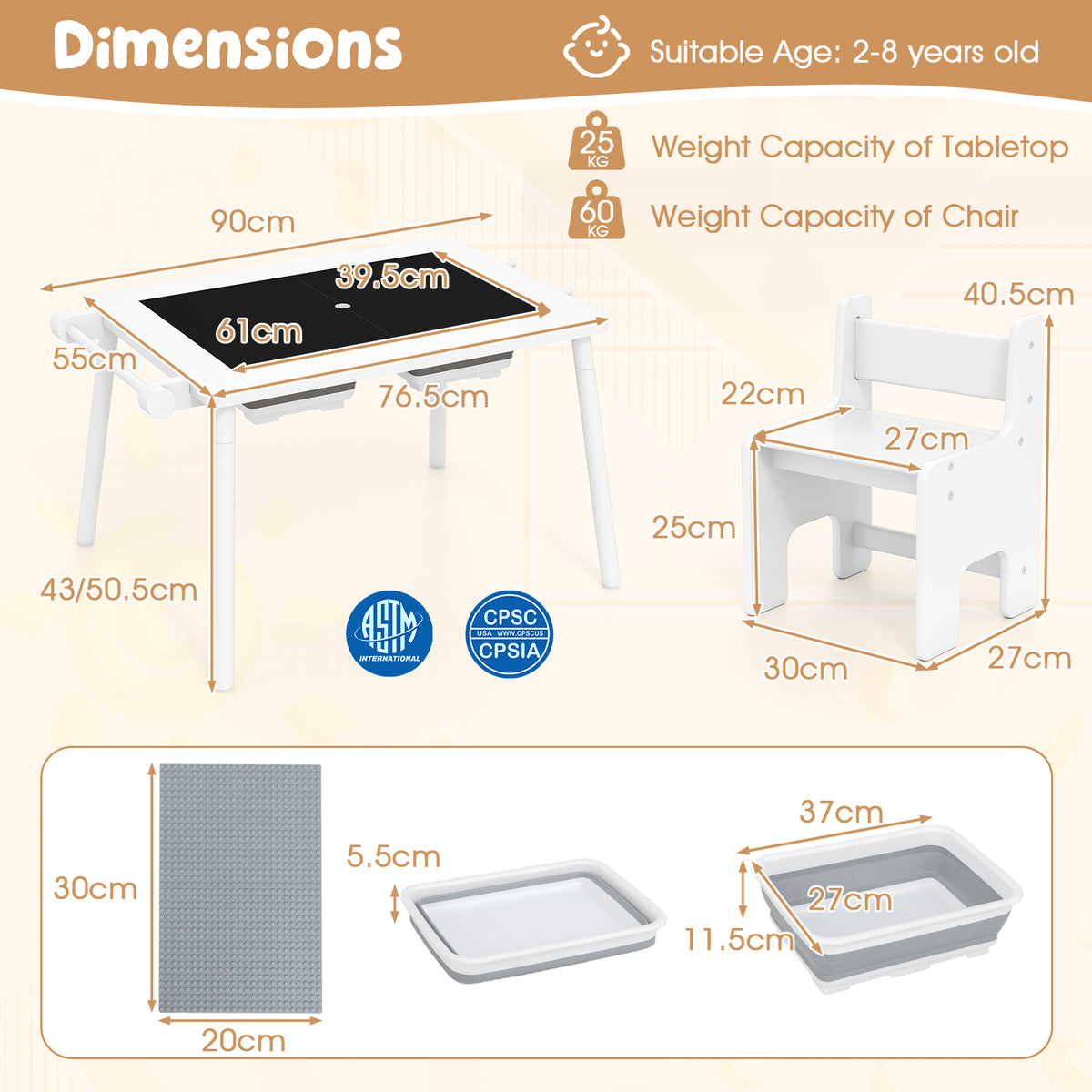 Sensory Table & Chair Set for Kids 2-8