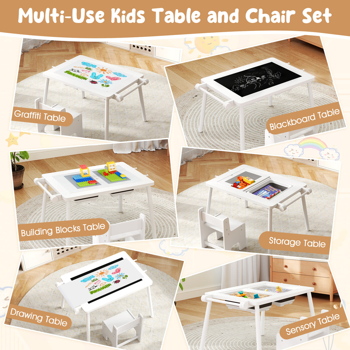 Sensory Table & Chair Set for Kids 2-8