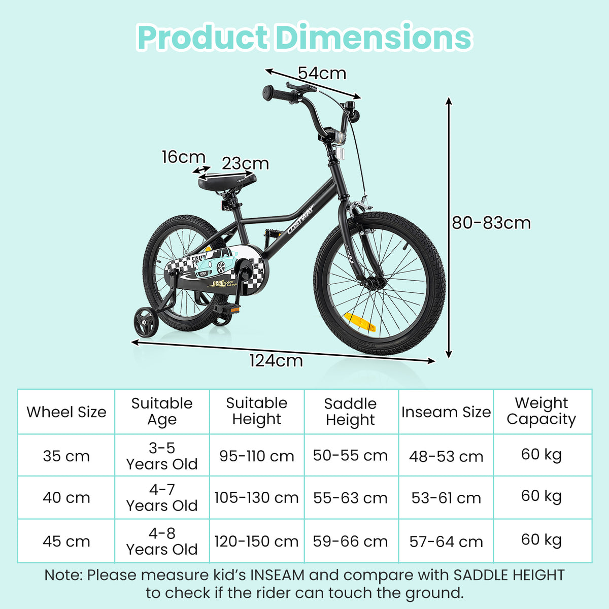 14/16/18-Inch Children Bicycle with Removable Training Wheels