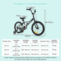 14/16/18-Inch Children Bicycle with Removable Training Wheels