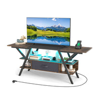 TV Stand with Power Outlets for 65 inch TVs 3-Tier Entertainment Center with LED Lights and Remote