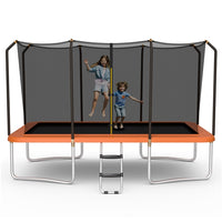 430 cm x 250 cm Rectangular Trampoline with Enclosure Net for Kids and Adults