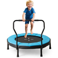 40” Trampoline for Kids, Indoor/Outdoor Fitness Trampoline with Foam Handlebar