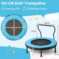 40” Trampoline for Kids, Indoor/Outdoor Fitness Trampoline with Foam Handlebar