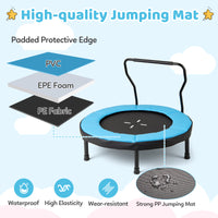 40” Trampoline for Kids, Indoor/Outdoor Fitness Trampoline with Foam Handlebar