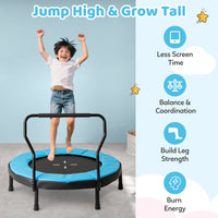 40” Trampoline for Kids, Indoor/Outdoor Fitness Trampoline with Foam Handlebar