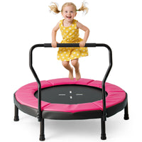 40” Trampoline for Kids, Indoor/Outdoor Fitness Trampoline with Foam Handlebar