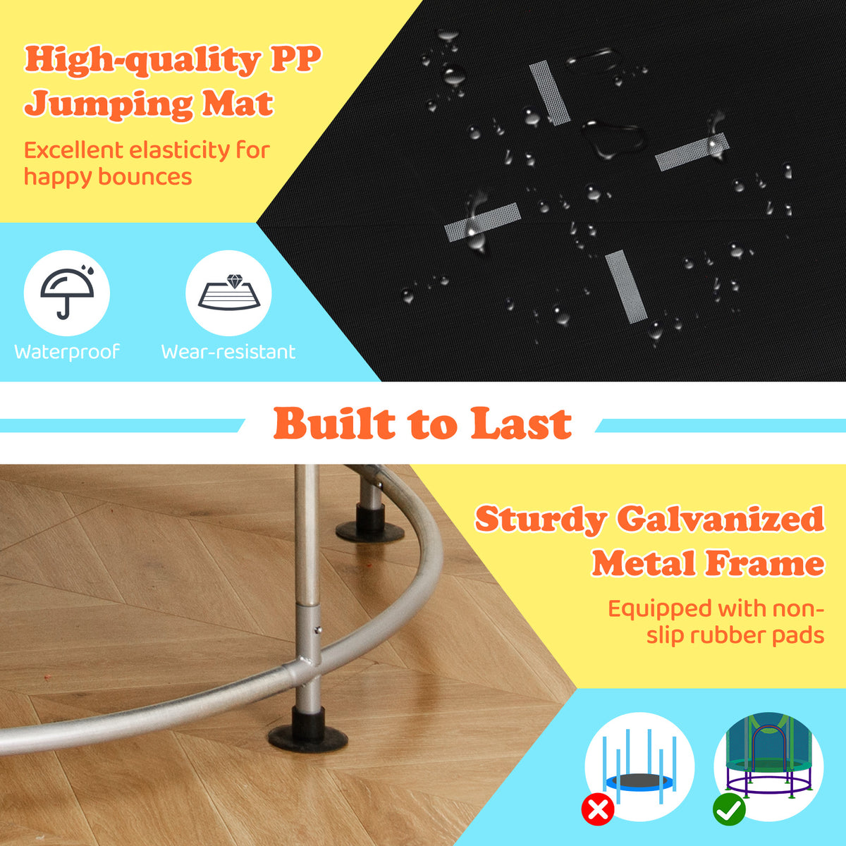 55" Kids Trampoline, Toddler Trampoline with Hammock