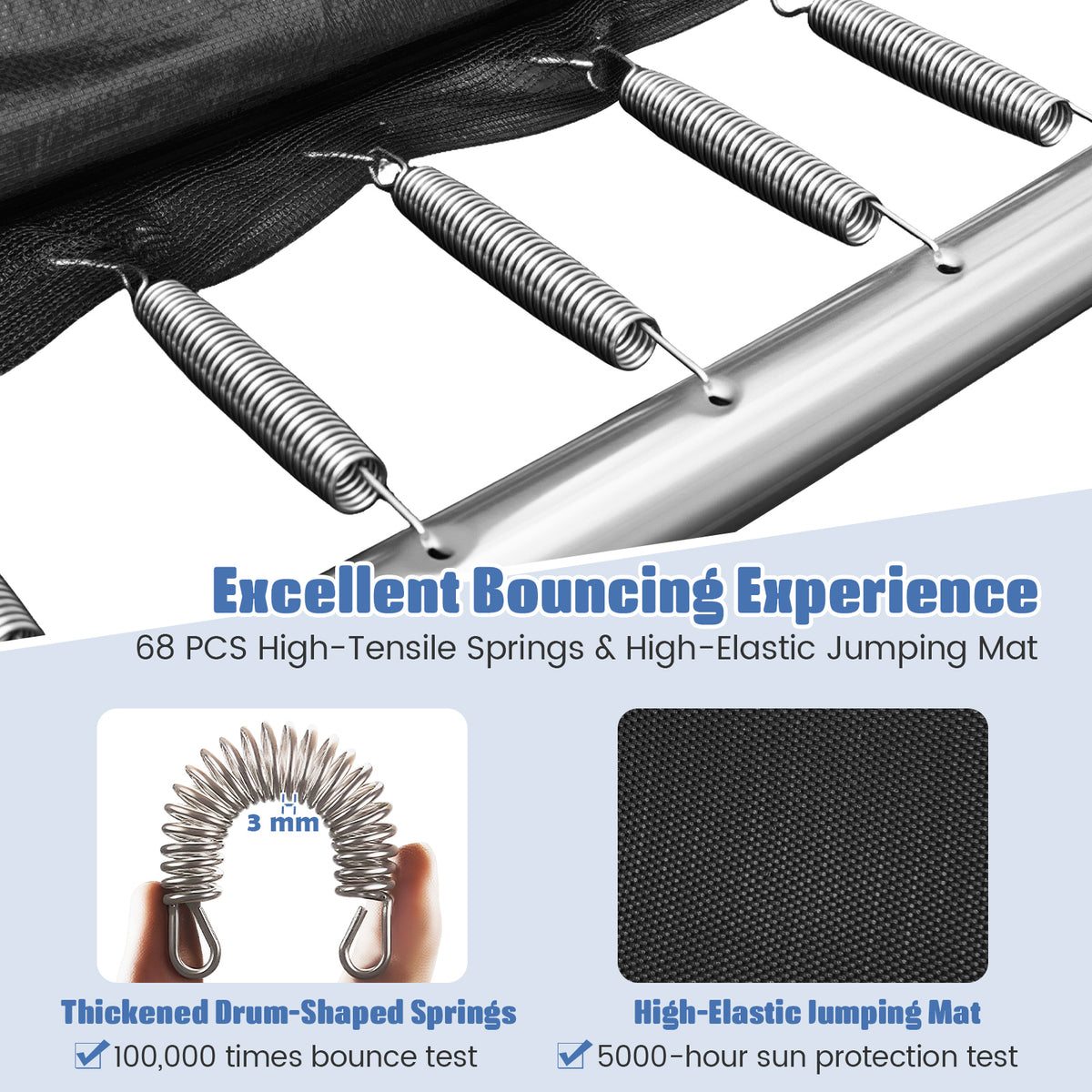Rectangle Outdoor Trampoline, 10 x 8 FT Heavy-Duty Trampoline with Basketball Hoop