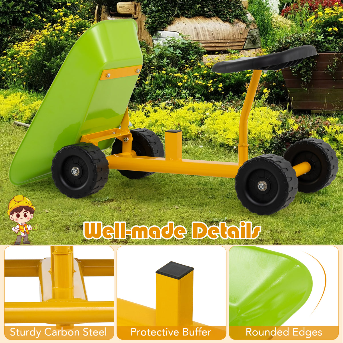 Outdoor Sandbox Toy with Controllable Shovel and 4 Wheels
