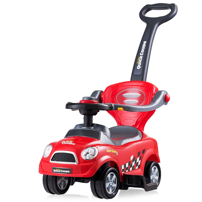3-in-1 Ride On Kids Push Car with Detachable Guardrails and Handle