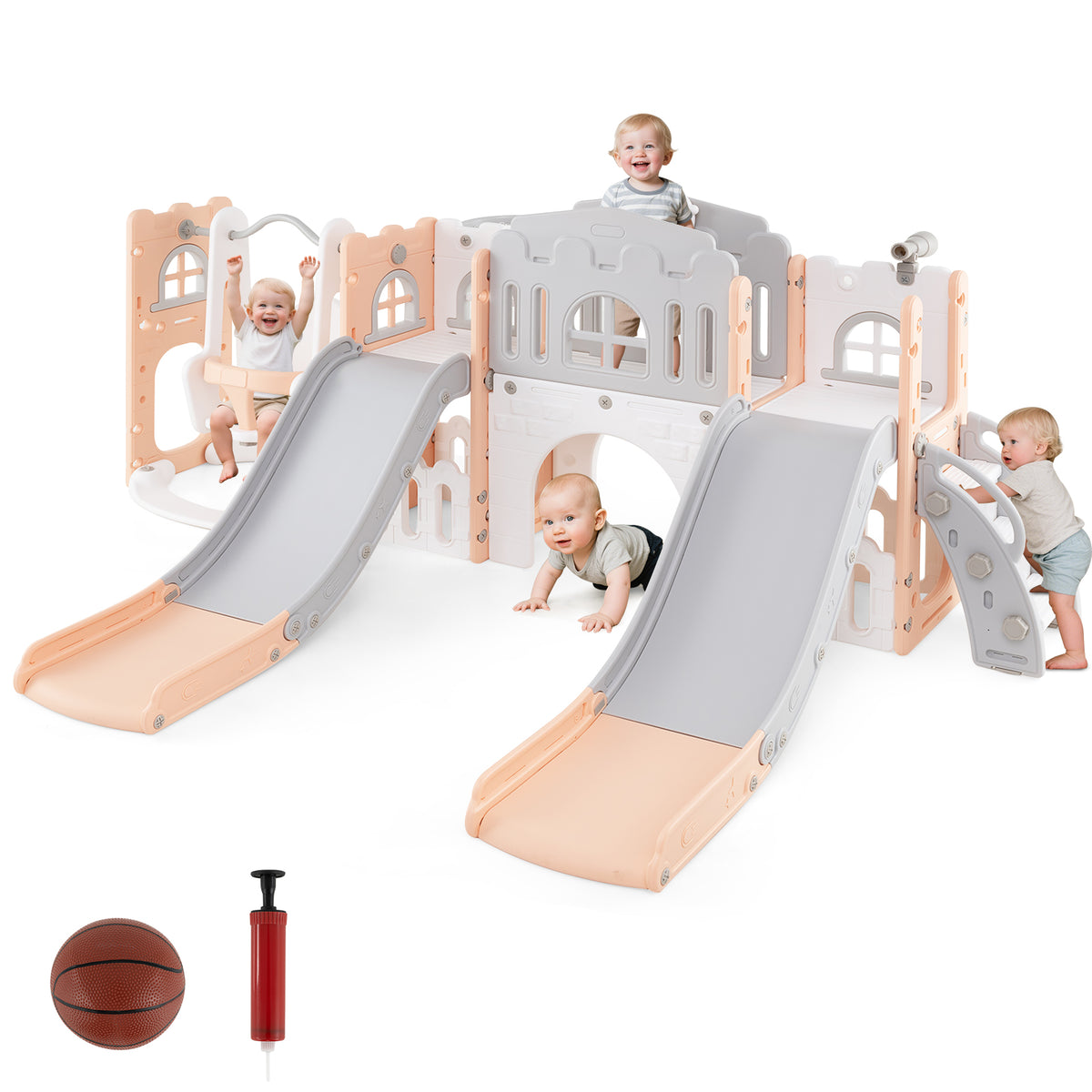 Kids Double Slides and Climber Playset