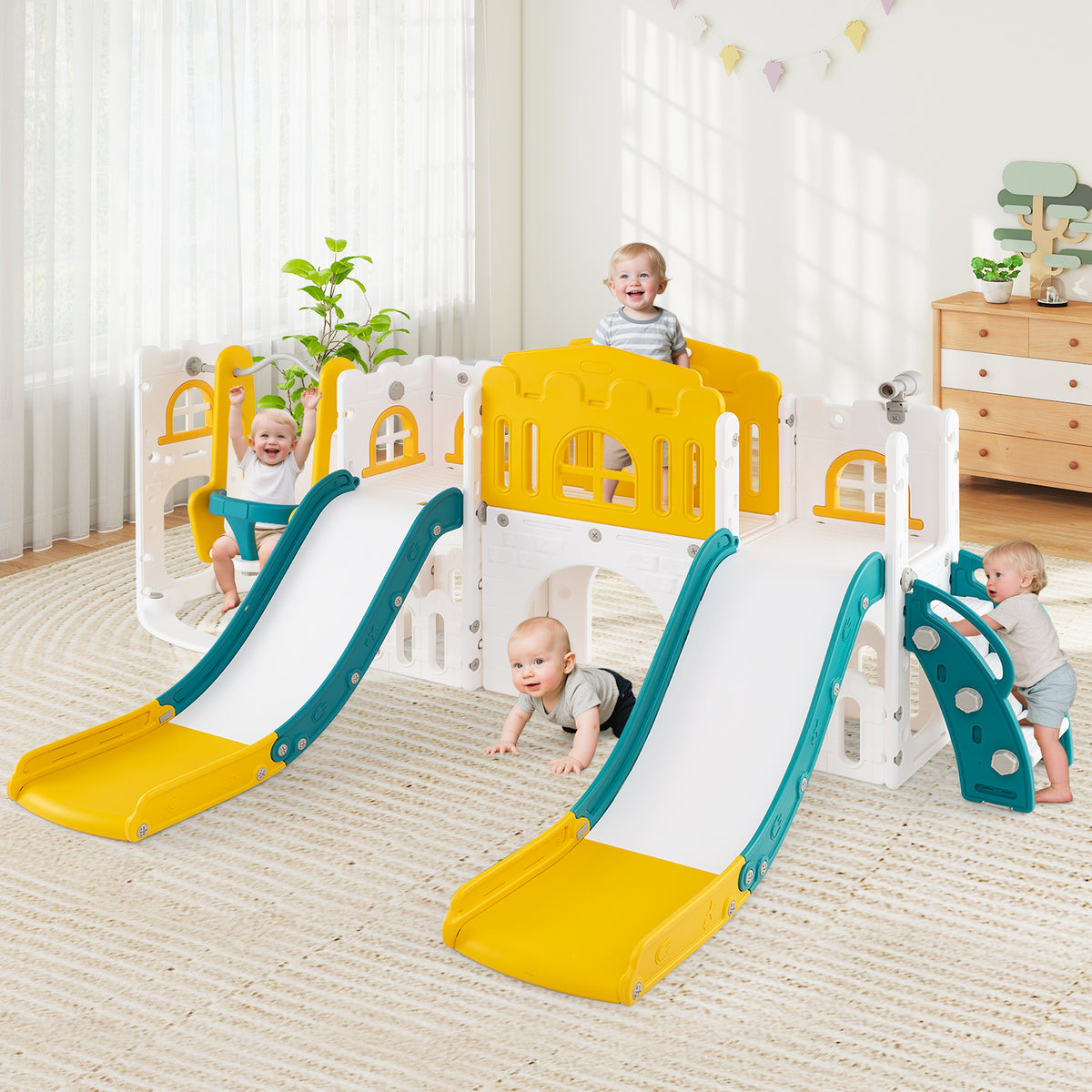Kids Double Slides and Climber Playset