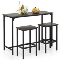 3-Piece Dining Table Set 120cm Counter-Height Kitchen Table & 2 Bar Stools
