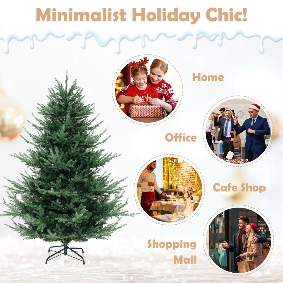 1.8M/2.1M Pre-lit Artificial Christmas Tree with 778/1090 Branch Tips and 240/340 Warm White LED Lights