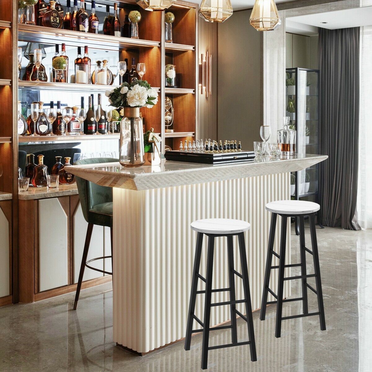 2 Pieces Bar Stool Set Dning Bistro Stools for Cafe, Kitchen