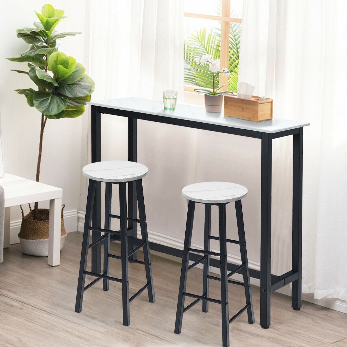 2 Pieces Bar Stool Set Dning Bistro Stools for Cafe, Kitchen