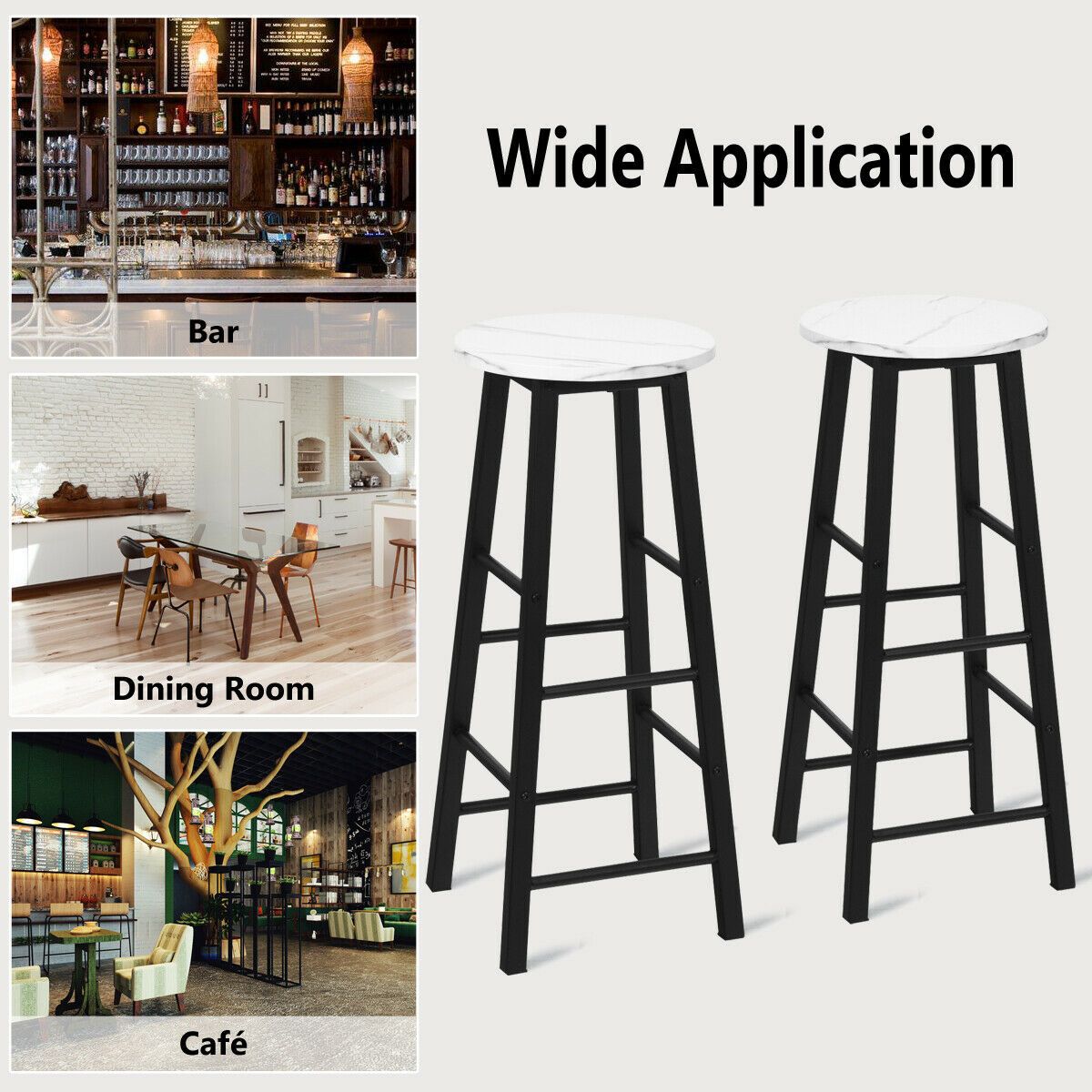 2 Pieces Bar Stool Set Dning Bistro Stools for Cafe, Kitchen