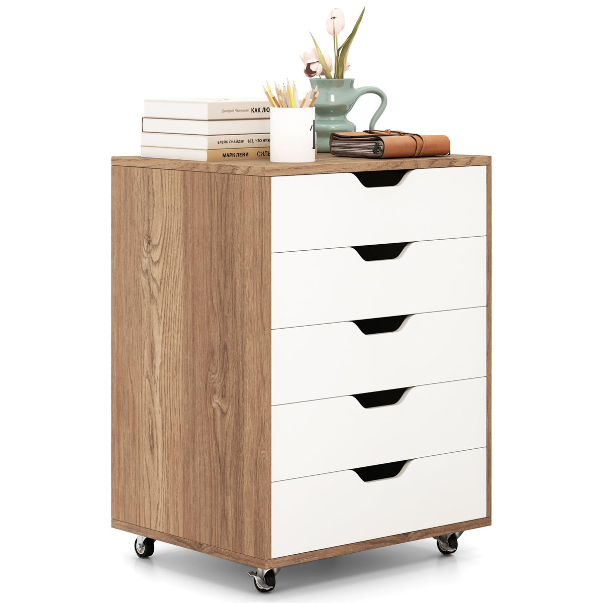 5-Drawer Chest of Drawers, Wooden Dresser Chest - GiantexAU