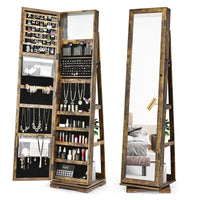 Giantex 360 Rotating Mirrored Jewelry Cabinet, Free Standing Jewelry Armoire, Full Length Mirror