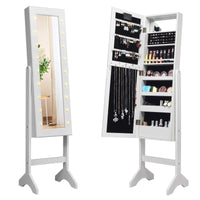 Giantex Jewelry Armoire w/Standing Full-Length Mirror, Large Storage Mirrored Jewelry Cabinet