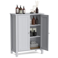 Giantex Bathroom Floor Storage Cabinet, Free Standing Storage Organizer, with Double Door, Adjustable Shelf