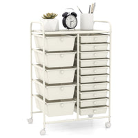 15-Drawer Rolling Storage Drawer Cart, Tools Scrapbook File Paper Craft Organizer Cart w/ Wheels