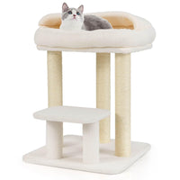 Small Cat Tree with Comfy Plush Top Perch Bed for Indoor Cats
