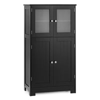 Bathroom Storage Cabinet, Kitchen Pantry Cabinet w/Tempered Glass Doors & Adjustable Shelf