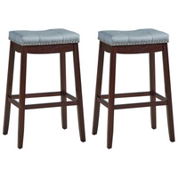 Giantex 74cm Saddle Bar Stools Set of 2, Backless Nailhead Bar Stool