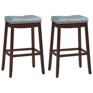 Giantex 74cm Saddle Bar Stools Set of 2, Backless Nailhead Bar Stool