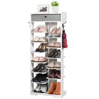 Giantex 13-Tier Wooden Shoe Rack, Narrow Double Rows Shoe Shelf, Space Saving Vertical Shoe Storage Organizer