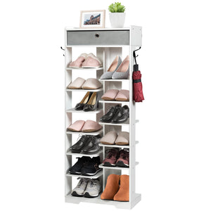 Giantex 13-Tier Wooden Shoe Rack, Narrow Double Rows Shoe Shelf, Space Saving Vertical Shoe Storage Organizer