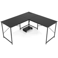 Giantex 150 cm Reversible L-Shaped Desk with Built-in Power Strip