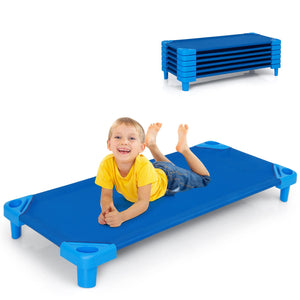 6 PCS Kids Stackable Daycare Cot, Pack of 6, 130cm x 57cm Portable Toddler Nap Mat w/Easy Lift Corners