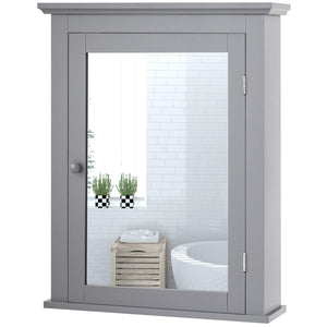 Bathroom Cabinet W/Mirror, Mirror Cabinet W/5-level Height-Adjustable Shelf, Wood Wall Cabinet
