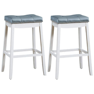 Giantex 74cm Saddle Bar Stools Set of 2, Backless Nailhead Bar Stool
