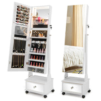 Giantex Standing Jewelry Armoire, Lockable Movable Jewelry Organizer