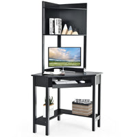 Giantex Corner Desk with Hutch, Compact Home Office Desk, Corner Computer Desk, Study and Writing Table